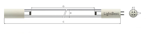 Лампа бактерицидная LightBest GPH 303T5L/4P 15W 0.425A